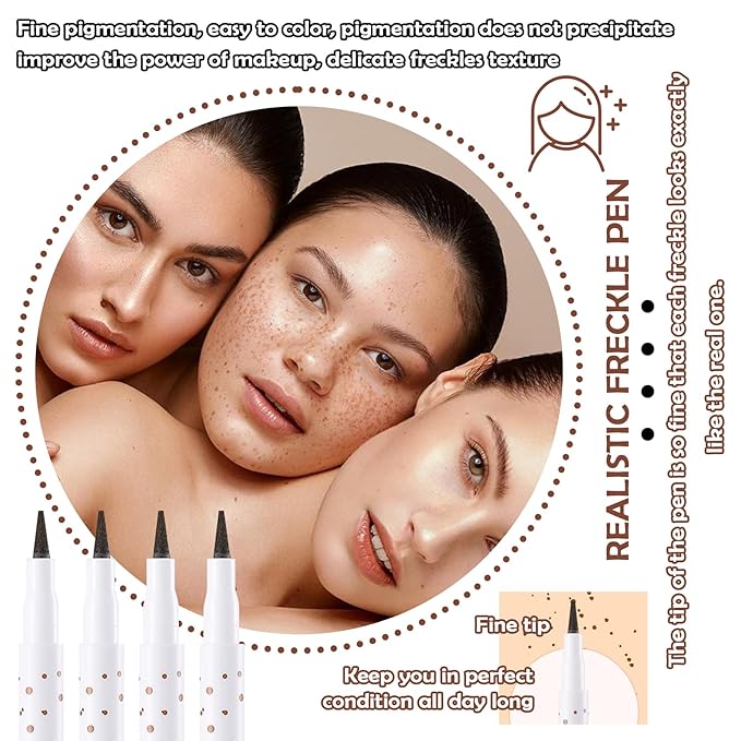 4 Colors Freckle Pen,Waterproof Freckle Makeup Pen,Lightweight Long Lasting Quick Dry Dot Spot Makeup Pen - Light Brown,Natural Coffee,Chestnut,Dark Brown-VivaGrace Women