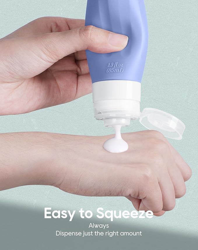 Morfone 16 Pack Silicone Travel Bottles Set for Toiletries TSA Approved Travel Containers Leakproof Squeezable Refillable Accessories 2oz 3oz for Shampoo Conditioner Lotion Liquids(Blue)-VivaGrace Women