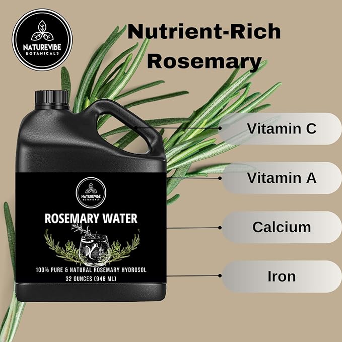 Naturevibe Botanicals Rosemary Water 32 Ounces | 100% Pure and Natural | Great for Skin Care and Hair Care-VivaGrace Women