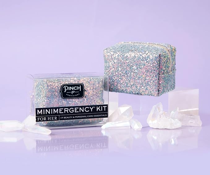 Pinch Provisions Moonstone Glitter Minimergency Kit, includes 17 Travel-Sized Cosmetic Essentials, Convenient for Purses, Emergency Beauty Accessories, Gifts for Holiday’s & Birthday’s-VivaGrace Women