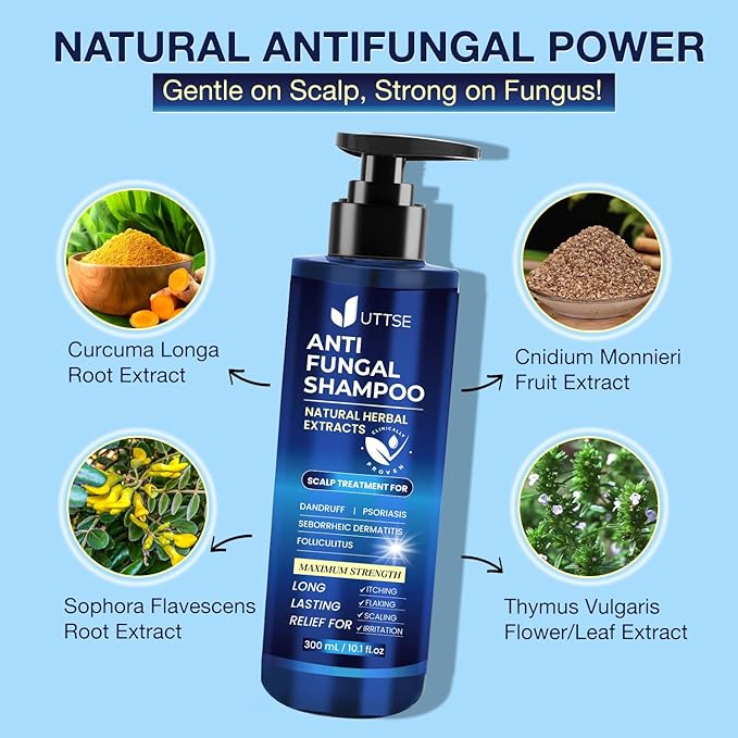 Anti-Fungal Shampoo for Scalp Psoriasis: Dandruff Shampoo for Folliculitis and Seborrheic Dermatitis - Relieves Itchy & Dry Scalp - 300 mL / 10.1 fl.oz-VivaGrace Women