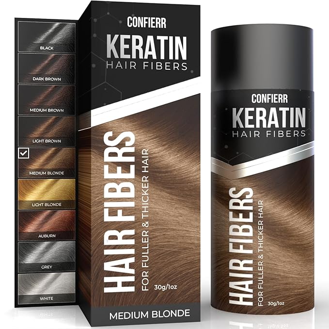 Keratin Hair Fibers for Men & Women - Fill In Fine or Thinning Hair, Instantly Thicker, Fuller Looking Hair (Medium Blonde 30g)-VivaGrace Women