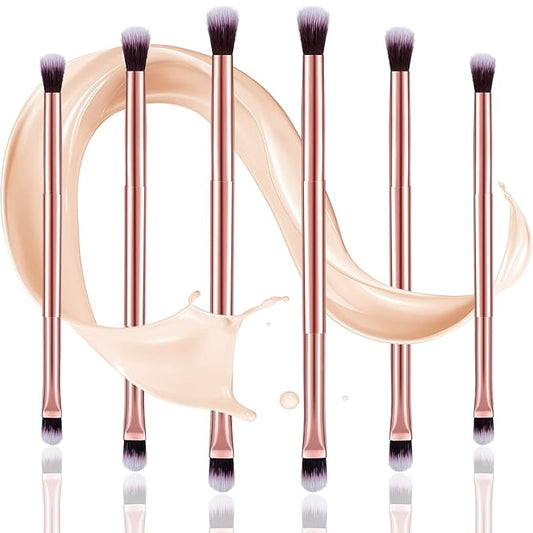 6 Pcs Eyeshadow Smudge Brush 2-in-1 Eyeshadow 2 Double Ended Make Up Brush Concealer Cosmetics Under Eye Small Soft Firm Pointed Foundation Makeup Applicator for Blending Eye Shadow Liner-VivaGrace Women