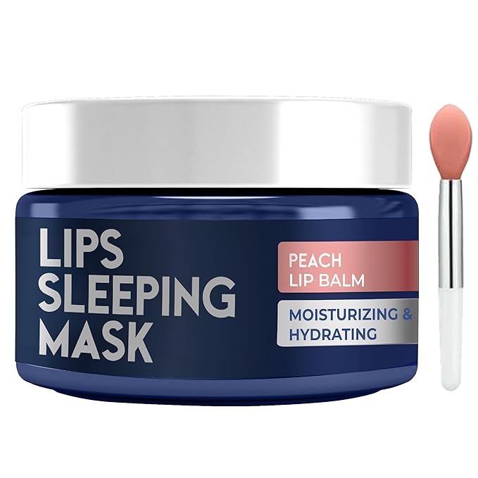 Lip Mask Overnight with Hyaluronic Acid & Collagen, Lip Sleeping Mask for Dry Cracked Lips, Moisturizing, Hydrating, Exfoliating Night Treatment for Lip Care (Peach)-VivaGrace Women