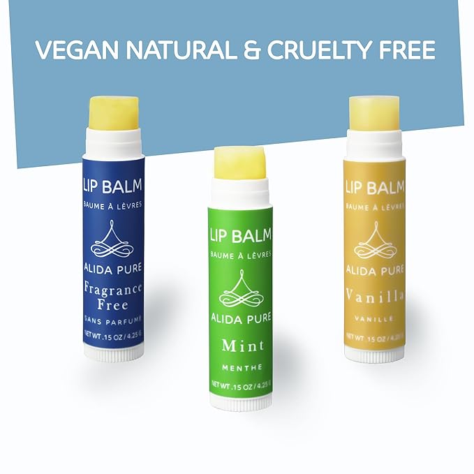 Favorites Lip Balm Collection, Vegan Lip Balm Set, Bees Wax Free, Coconut Oil Free, Avocado Oil, Organic Jojoba Oil, Vitamin E, Natural Moisturizer For Dry Cracked Lips, 3 Tube Set-VivaGrace Women