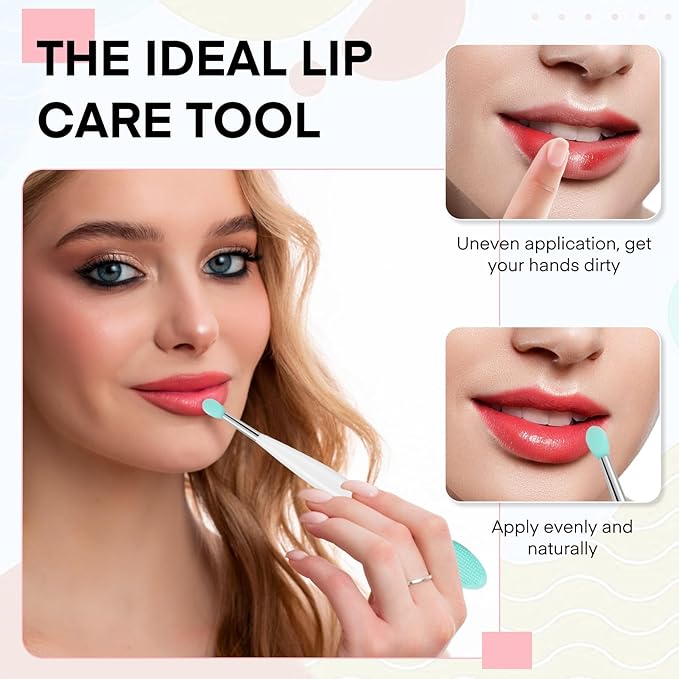 Unaone Lip Scrub Brush - 3 PCS Dual-ended Lip Scrubber Exfoliator and Silicone Lip Brush, 2-in-1 Silicone Lip Scrub Tool Lip Mask Applicator, Gentle Exfoliator & Applicator for Soft-VivaGrace Women