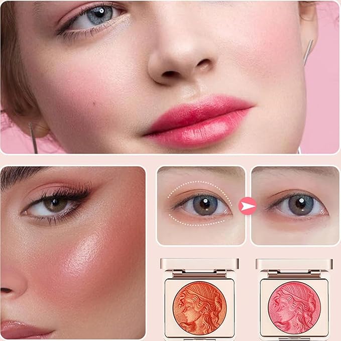 Embossed Smooth Powder Blush Palette for Cheeks,Matte Face Powder Blush Palette,Embossed Girl Blush for Cheeks,Natural Nude Long Lasting Powder Blush Palette for All Skins(Pink+Orange)-VivaGrace Women