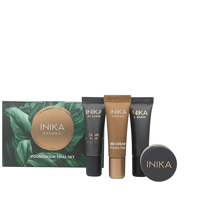 INIKA Organic Foundation Trial Set, Natural Mineral essentials kit, Vegan, Cruelty-Free, Paraben-Free, Rich in Antioxidants and Essential Fatty Acids, Comes in Sustainable Packaging - Light-VivaGrace Women