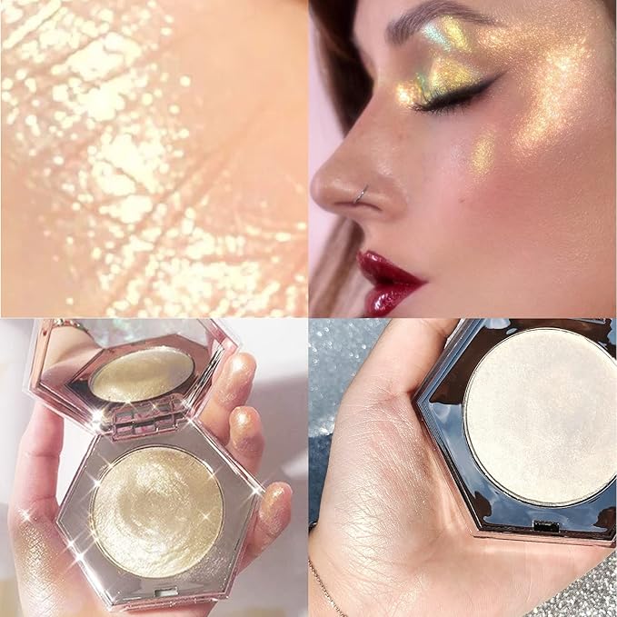 Erinde Champagne Gold Face Highlighter Makeup Palette, Shimmer Diamond Glitter Highlighter Powder for Face Body, Face Highlighters Makeup & luminizers Palette, Long-Lasting Lightweight, 03#-VivaGrace Women