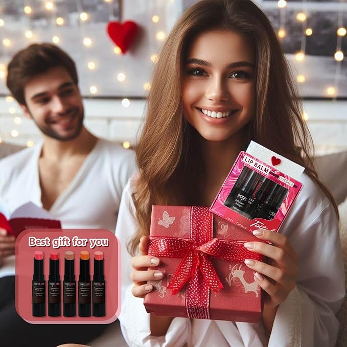 5 Pack Tinted Lip Balm Stocking Stuffers Tinted Chapstick - Moisturizing Lips - No petroleum, Chemicals, Gluten, or Phthalat-VivaGrace Women