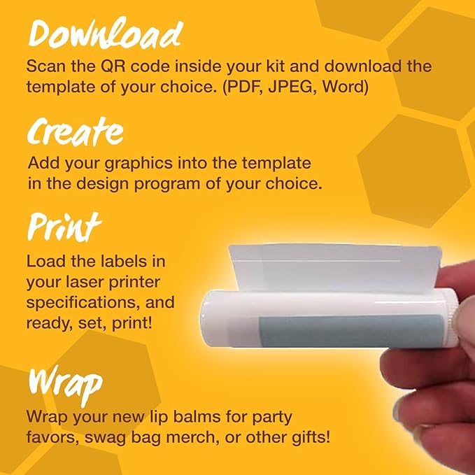 Nature's Bees - DIY Bulk Lip Balm Kit, Natural Cherry Flavor - 48 Blank Lip Balm Tubes w/ 60 Labels - Easy to Use - Customizable Templates - Beeswax, Cocoa Butter, Coconut Oil, Aloe - .15 oz (4.2g)-VivaGrace Women