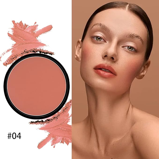 Boobeen Powder Blush Matte Blush, Highly Pigmented Beauty Cream Blush Palette for Create A Natural Cheek Flushed Look, Rich Colors-VivaGrace Women