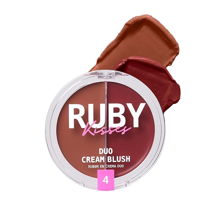 Ruby Kisses Duo Cream Blush, Smooth, Natural-Looking, Long-Lasting Face Makeup Blush for Cheeks, Lips, and Eyes, Buildable and Blendable, Infused with Green Tea, Aloe Vera Extract, and Hyaluronic Acid-VivaGrace Women