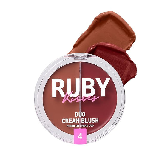 Ruby Kisses Duo Cream Blush, Smooth, Natural-Looking, Long-Lasting Face Makeup Blush for Cheeks, Lips, and Eyes, Buildable and Blendable, Infused with Green Tea, Aloe Vera Extract, and Hyaluronic Acid-VivaGrace Women