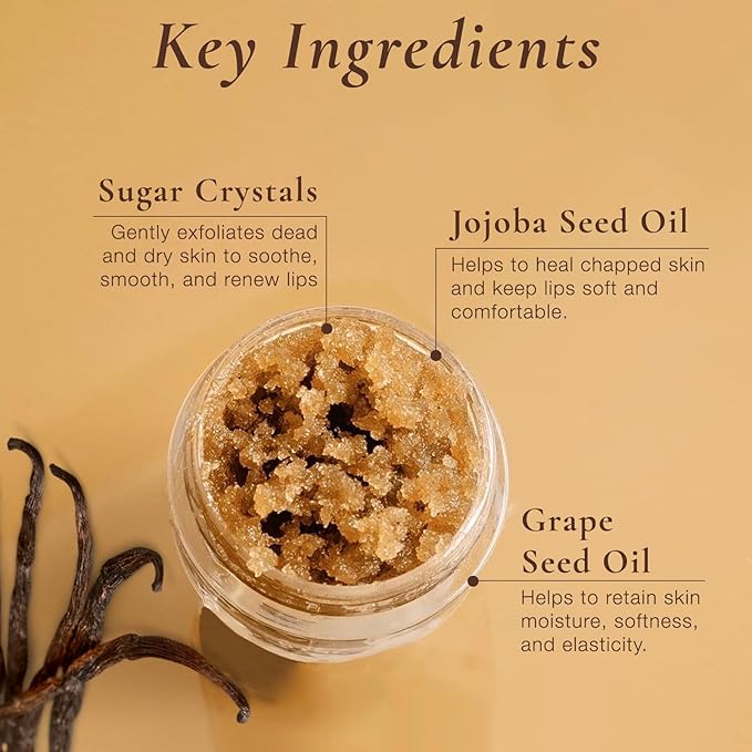 sara happ Sweet Clay Mask + Vanilla Bean Sugar Scrub Lip Duo, Exfoliating and Moisturizing Lip Treatments for Dry and Flaky Lips, Vegan (0.47 ounce and 0.5 ounce jars)-VivaGrace Women