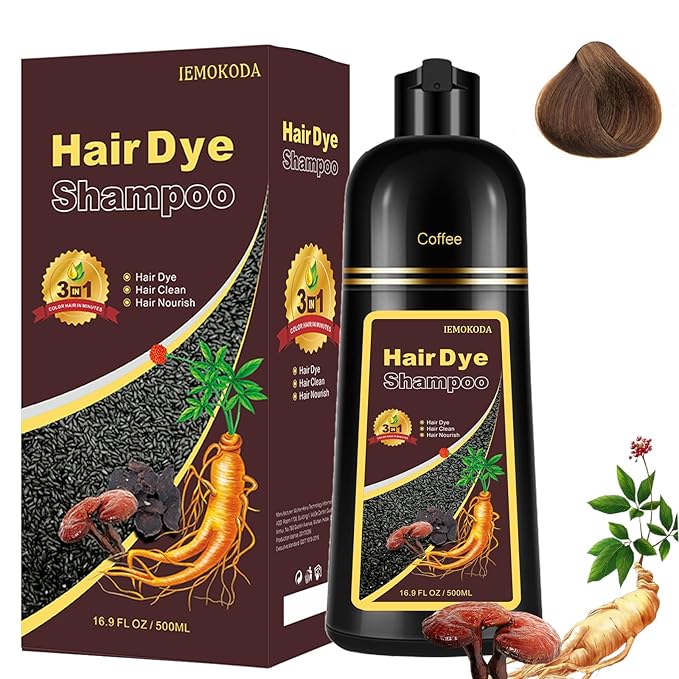 Coffee Hair Dye 3 in 1 - Instant Hair Color Shampoo for Refreshing, Herbal Hair Dye for Women & Men, Easy to Use & Long Lasting 16.90 oz-VivaGrace Women