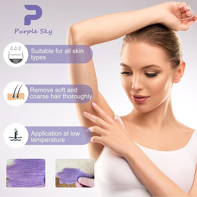 PURPLESKY 80oz Hard Wax Beads Bulk - Hair Removal Waxing for Body Face Back Underarm Leg - At Home Salon - SPA Choice - Quick Coarse Remove - Long Lasting-VivaGrace Women