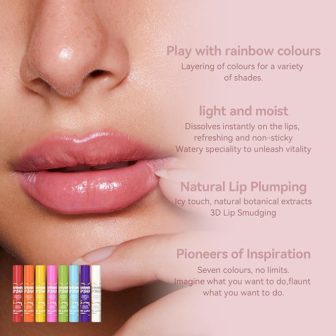 8PCS Tinted Lip Balm with Vaseline, 8 Colored Lip Balm Set, Natural Plumping Lip Balm Pack, Girls’ PH Lip Balm Bulk, Small Gifts Lipstick Sets For Women, Hydrating Lip Tint Balm, Soft Chap Sticks Pack-VivaGrace Women