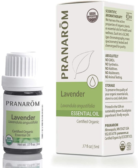 Pranarom USDA Certified Organic Lavender Essential Oil (5ml), 100% Pure Undiluted Therapeutic Grade from French Alps for Aromatherapy, Diffuser, Healthy Skin & Hair, Massage, Relaxation-VivaGrace Women