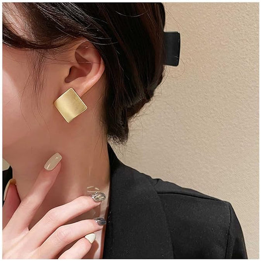 Vintage Square Stud Earrings Square Shape Earrings Geometric Gold Earrings Minimalist Earrings Jewelry for Women and Girls-VivaGrace Women