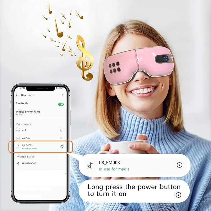 Eye Massager with Heat and Cooling for Migraines, Dry Eyes, Dark Circles, Rechargeable Heated Eye Mask Massager Improve Sleeping - Gifts for Women and Men (Pink)-VivaGrace Women