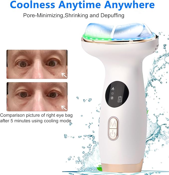 Cold Heat Facial Massager Red Light Therapy for Face Neck Eye Lifting Firming Depuffing,7-in-1 LED Facial Sculptor Skin Care,Cooling Electric gua sha Lift Device Reduce Forehead Frown Smile Line-VivaGrace Women