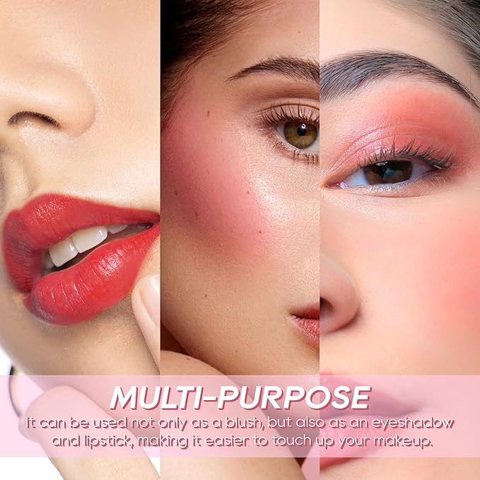 KYDA 2 Colors Liquid Blush and Highlighter, Natural Matte Face Blush High Glossy Liquid Illuminator, Silky Lightweight Blendable, Cool Pink & Champagne-VivaGrace Women