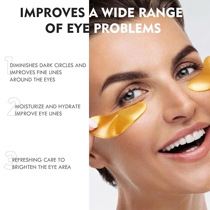 Eye Gel Patch（30 Pairs）Under Eye Patches Mask Essence Extract Under Eye Gel Pads to Reduce Puffy eyes, Dark Circles and Wrinkles (Gold)-VivaGrace Women