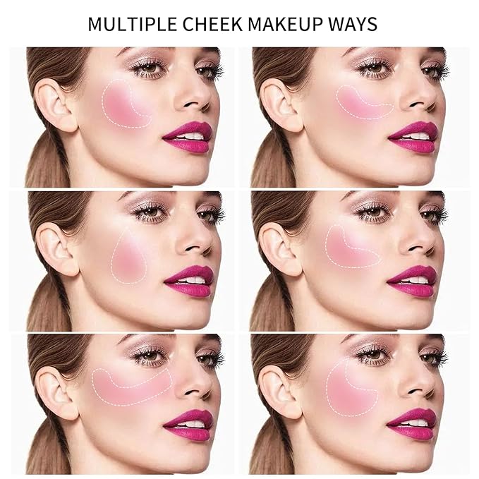 Boobeen Powder Blush Matte Blush, Highly Pigmented Beauty Cream Blush Palette for Create A Natural Cheek Flushed Look, Rich Colors (C-06)-VivaGrace Women