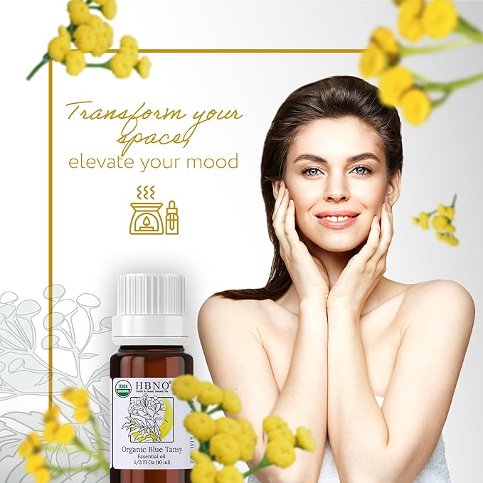 HBNO USDA Certified Organic Blue Tansy Essential Oil - 1/3 OZ (10 ml) Travel Size - Perfect for Aromatherapy, DIY, Candle Making, Soap Making, Diffusers - Blue Tansy Essential Oils-VivaGrace Women