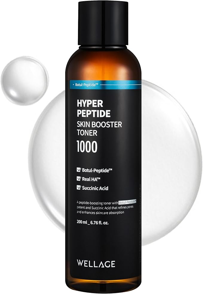 WELLAGE Hyper Peptide Skin Booster Face Toner - Korean Beauty Facial Astringent, Infused Peptide PHA, Anti-Aging, Wrinkle & Elasticity Improvement - for Uneven Texture, Reduces Pores, 6.76 fl.oz.-VivaGrace Women