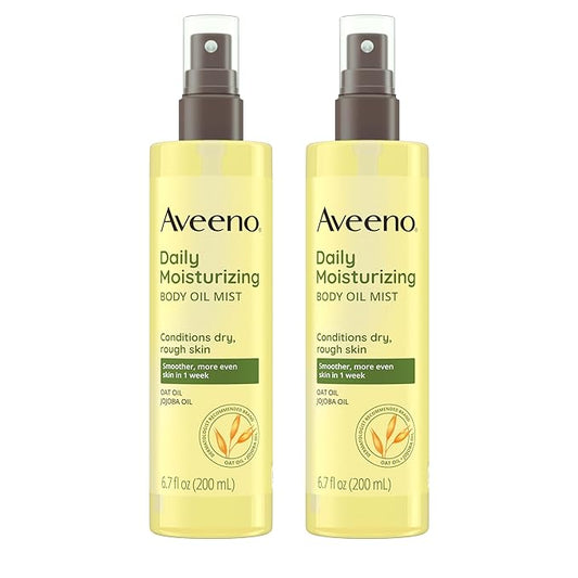 Aveeno Daily Moisturizing Body Oil Mist with Oat & Jojoba Oil for Dry Sensitive Skin, Nourishing Body Spray for Smoother Skin, Paraben-, Silicone- & Alcohol-Free, Twin Pack, 6.7 fl. oz, 2 Pack-VivaGrace Women