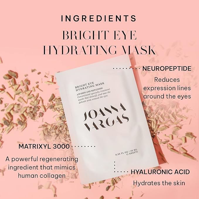 Joanna Vargas Bright Eye Hydrating Mask. Concentrated Ultra-Luxe Bamboo Hydration Sheet Masks Target Dark Circles, Expression Lines and Skin Tone. 5 Sheets (0.35 oz/sheet)-VivaGrace Women