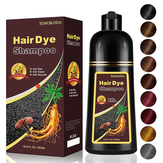 Dark Wine Red Hair Dye Shampoo, 100% Gray Hair Coverage for Men & Women, Instant and Long-lasting Hair Color Shampoo in Minutes, 3 in 1 Pure Plant Extract Natural Hair Dye Kit for All Hair Types-VivaGrace Women
