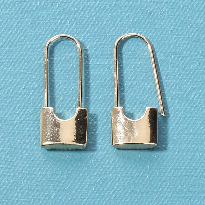 Boho Lock Hoop Earrings Safety Pin Hoop Earrings Gold Lock Huggies Hoop Earrings Personlized Padlock Earrings Jewelry for Women and Girls-VivaGrace Women