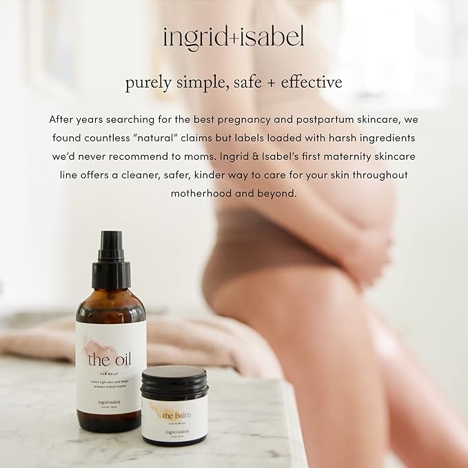 Ingrid & Isabel, The Oil, Organic Belly & Body Oil, Prevents Stretch Marks & Scars, Maternity & Pregnancy Skincare, 4 Fl Oz-VivaGrace Women