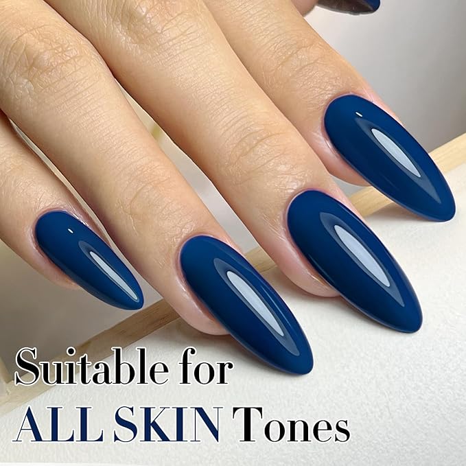 Double Rhythm 0.5Oz Navy Blue Gel Polish Sheer Neutral Natural Light Milky Same Color Same Bottle 15ML Jelly UV Nail Art DIY at Home (Navy Blue-A1107)-VivaGrace Women