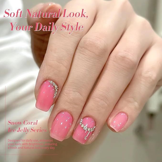 BORN PRETTY Jelly Gel Nail Polish Set,Sheer Nude Pink Natural Color Ice Transparent Tranlusent Gel Polish Kit for Salon Manicure and Nail Art DIY at Home 6PCS 7ml-VivaGrace Women