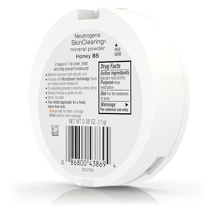 Neutrogena SkinClearing Mineral Acne-Concealing Pressed Powder Compact, Shine-Free & Oil-Absorbing Makeup with Salicylic Acid to Cover, Treat & Prevent Acne Breakouts, Honey 85,.38 oz-VivaGrace Women