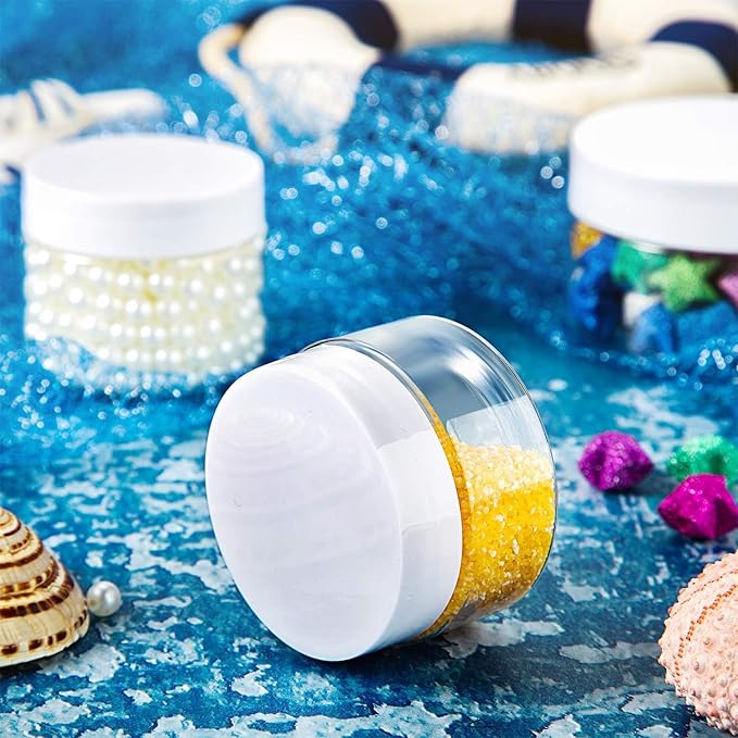 SATINIOR 24 Pieces Empty Clear Plastic Jars with Lids Round Storage Containers Wide-Mouth for Beauty Product Cosmetic Cream Lotion Liquid Butter Craft and Food (White Lid, 1 oz)-VivaGrace Women