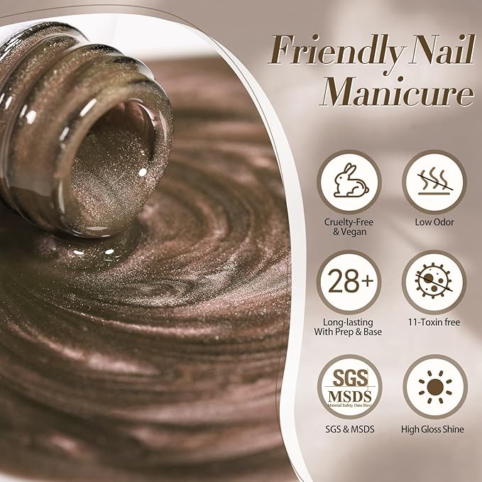 BORN PRETTY Magnetic Gel Nail Polish Water Light Cat Magnetic Eye Gel Brown SaU Vage Jelly Glass Crystal Magnetic Gel Polish Glitter Shimmer Auroras Magnetic Gel Nail Art Manicure Kit 6PCS-VivaGrace Women