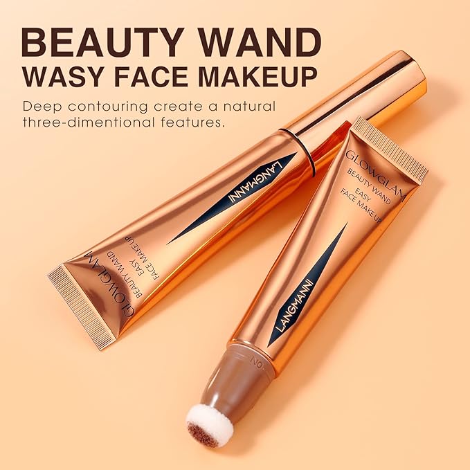 LANGMANNI Liquid Contour Beauty Wand, Face Concealer Contouring,Highlighter,Blusher Stick with Big Cushion Applicator.Cream Contour Stick For Finish Face Contour Makeup. (#06 Highlighter)-VivaGrace Women