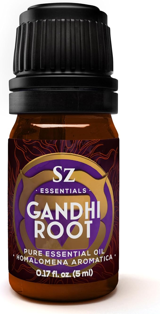 Gandhi Root Essential Oil, 100% Pure Sugandh Mantri Oil, Steam Distilled from Homalomena Aromatica - Sweet & Woody Scent w/Earthy Overtones - Therapeutic Grade & Vegan - 0.17oz (5ml)-VivaGrace Women