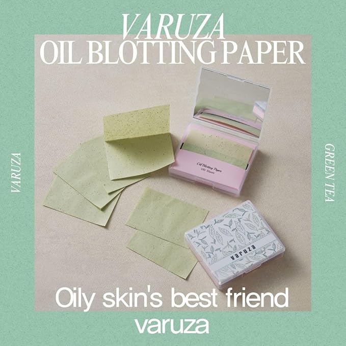 [400 Counts + Mirror Case] Green Tea Natural Oil Blotting Sheets for Face with Mirror Case and Refills-VivaGrace Women
