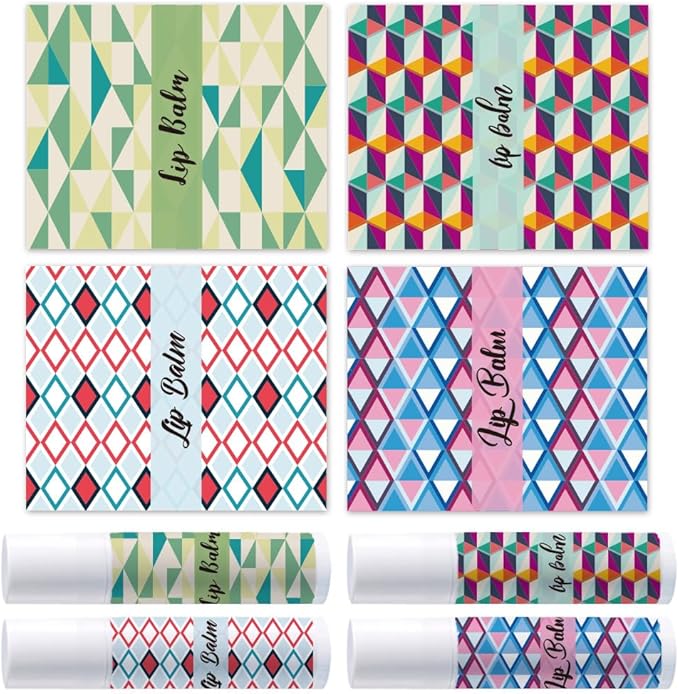 OLYCRAFT 100Pcs Self-Adhesive Lip Balm Tag Stickers 1.7x2.1 inch Waterproof Adhesive Label with Texture Pattern Rectangle Lipstick Tag Sticker for Lip Balm Container Tubes Lipstick Wrapping Decoration-VivaGrace Women