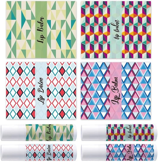 OLYCRAFT 100Pcs Self-Adhesive Lip Balm Tag Stickers 1.7x2.1 inch Waterproof Adhesive Label with Texture Pattern Rectangle Lipstick Tag Sticker for Lip Balm Container Tubes Lipstick Wrapping Decoration-VivaGrace Women