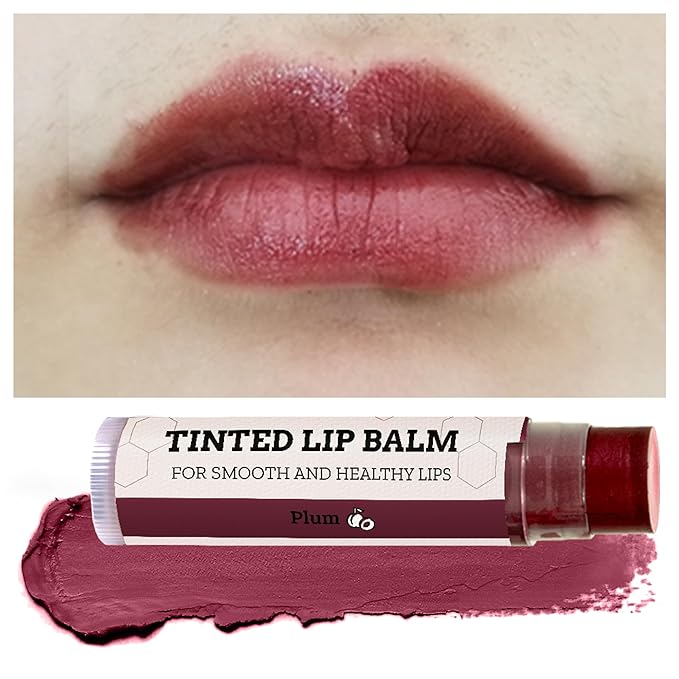 Tinted Lip Balm by Earth’s Daughter – 4 Pack of Plum Color – Beeswax, Coconut Oil, Cocoa Butter, Vitamin E – Moisturize and Beautify – Paraben Free-VivaGrace Women