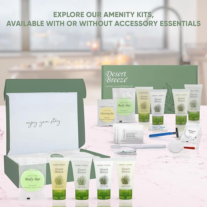 Amenity Kit | Boxed Hotel Toiletries | Bulk Set 1oz Travel Size Shampoo, Conditioner, Lotion, Body Wash & Body Bar Soap for Guest Hospitality AirBnB/Vacation Rentals | 1 set per case-VivaGrace Women