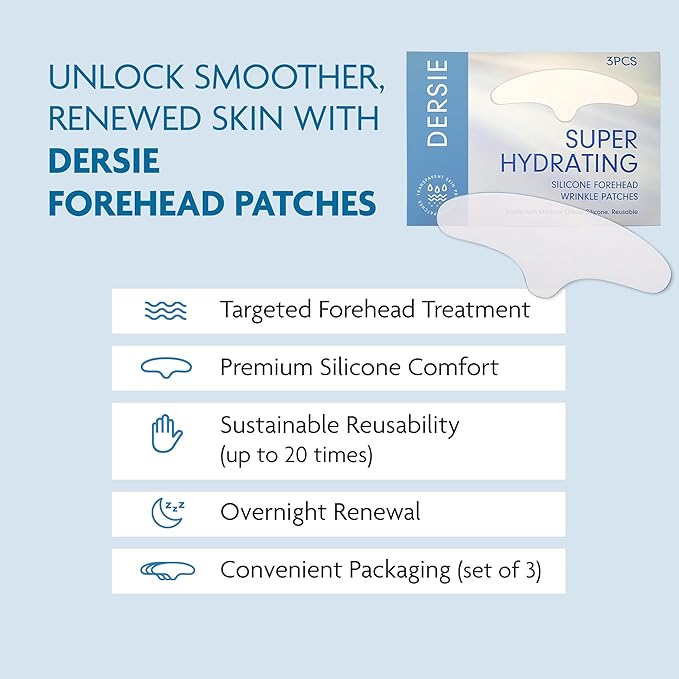 Dersie Silicone Forehead Wrinkle Patches: Reusable Anti Wrinkle Pads for Wrinkles - Overnight Use Forehead Wrinkles Treatment (3 Count (Pack of 1))-VivaGrace Women