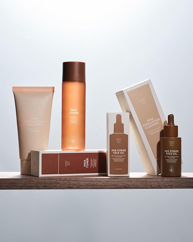 SWEET JULY SKIN The Essentials Set - 3 PC Full Size Cleanser, Toner, Facial Oil to Achieve Balanced, Glowing and Hydrated Skin-VivaGrace Women